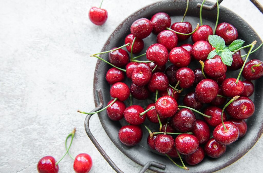 Fresh red cherries fruit